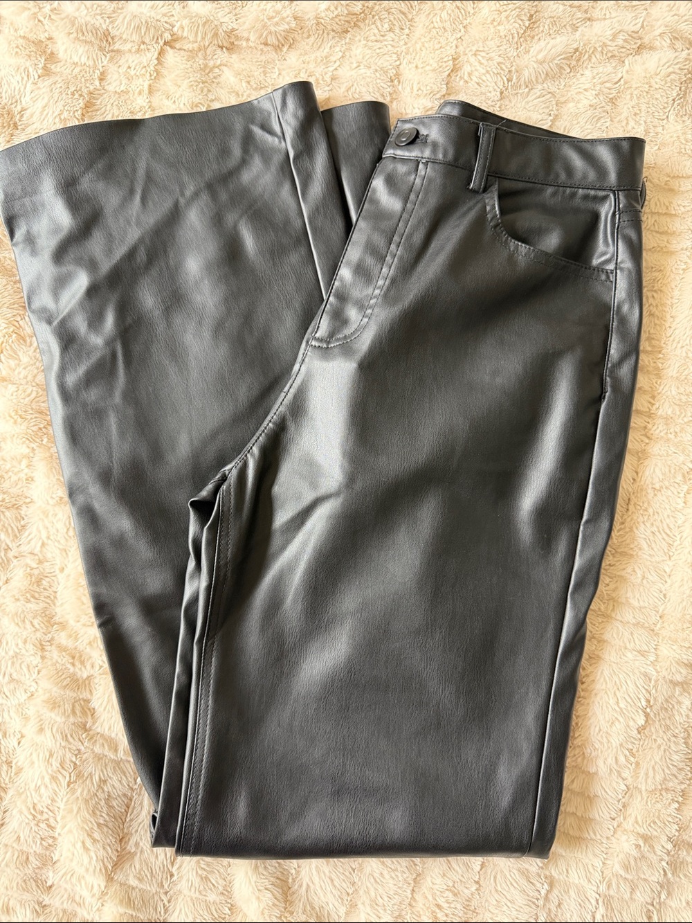 Zara Faux Leather Pants - Black
